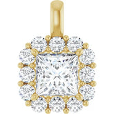 Elegant 1CTW Princess Cut Diamond Halo Pendant in 14K Gold